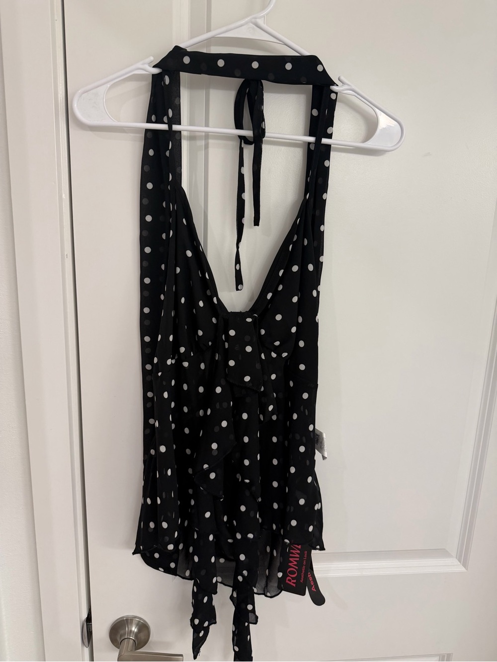 Polka Dot Halter going out Top - Black and white